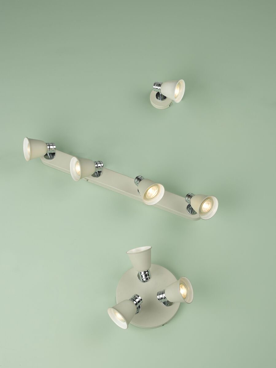 Fry 4 Light Bar Spotlight Cream Polished Chrome<br>Matt Cream - Image 4
