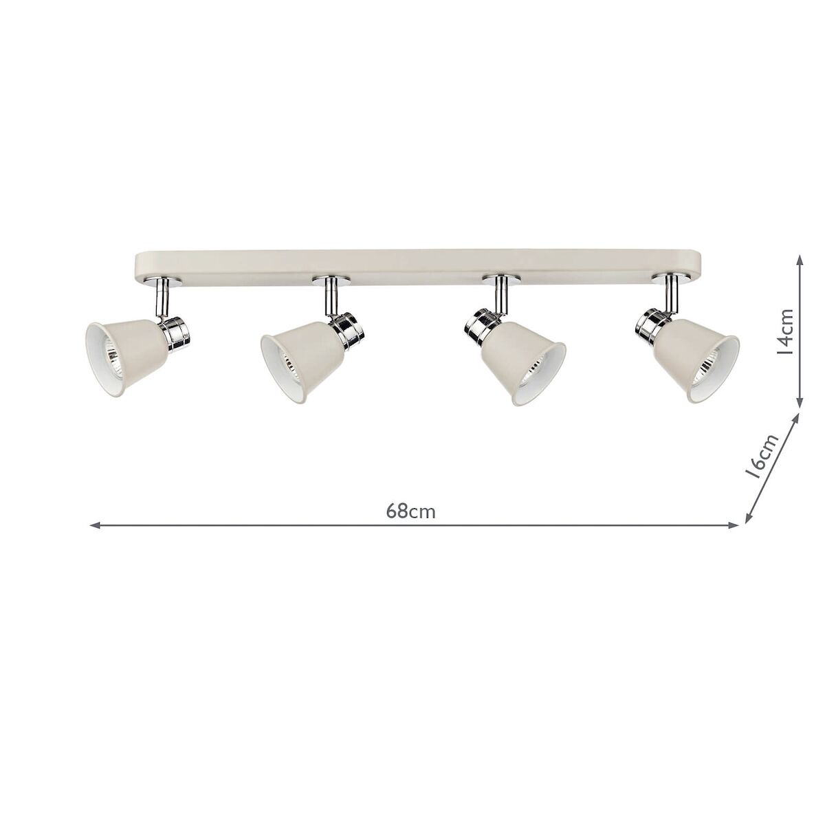 Fry 4 Light Bar Spotlight Cream Polished Chrome<br>Matt Cream - Image 5