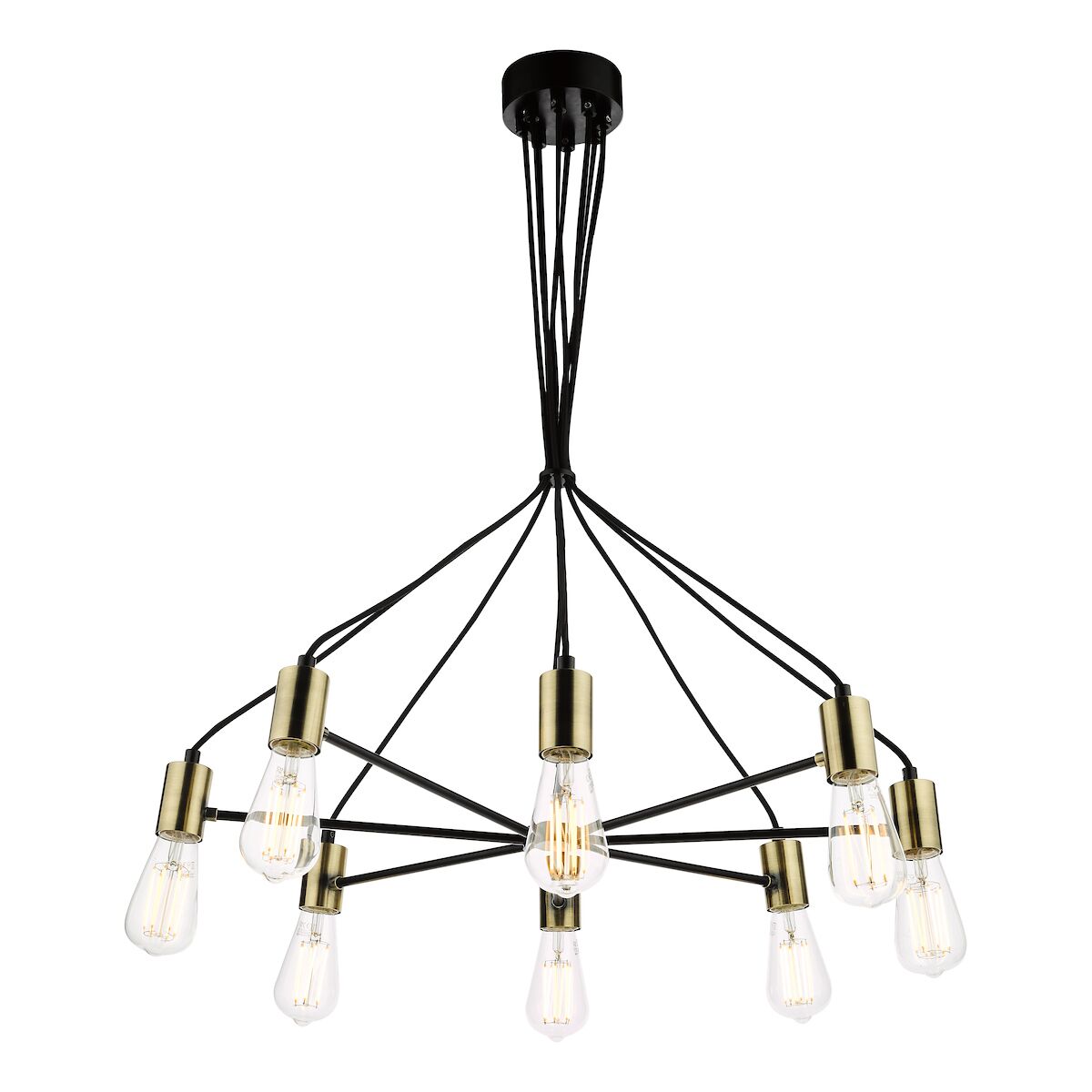 Gabriel 8 Light Pendant Satin Black Antique Gold<br>Satin Black