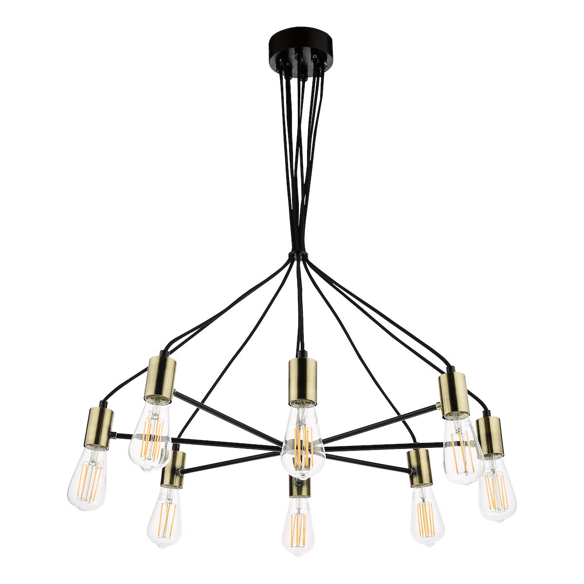 Gabriel 8 Light Pendant Satin Black Antique Gold<br>Satin Black - Image 2