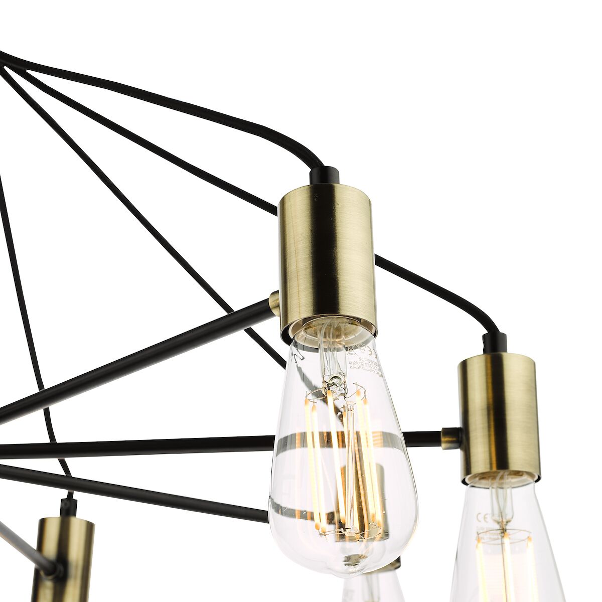 Gabriel 8 Light Pendant Satin Black Antique Gold<br>Satin Black - Image 3