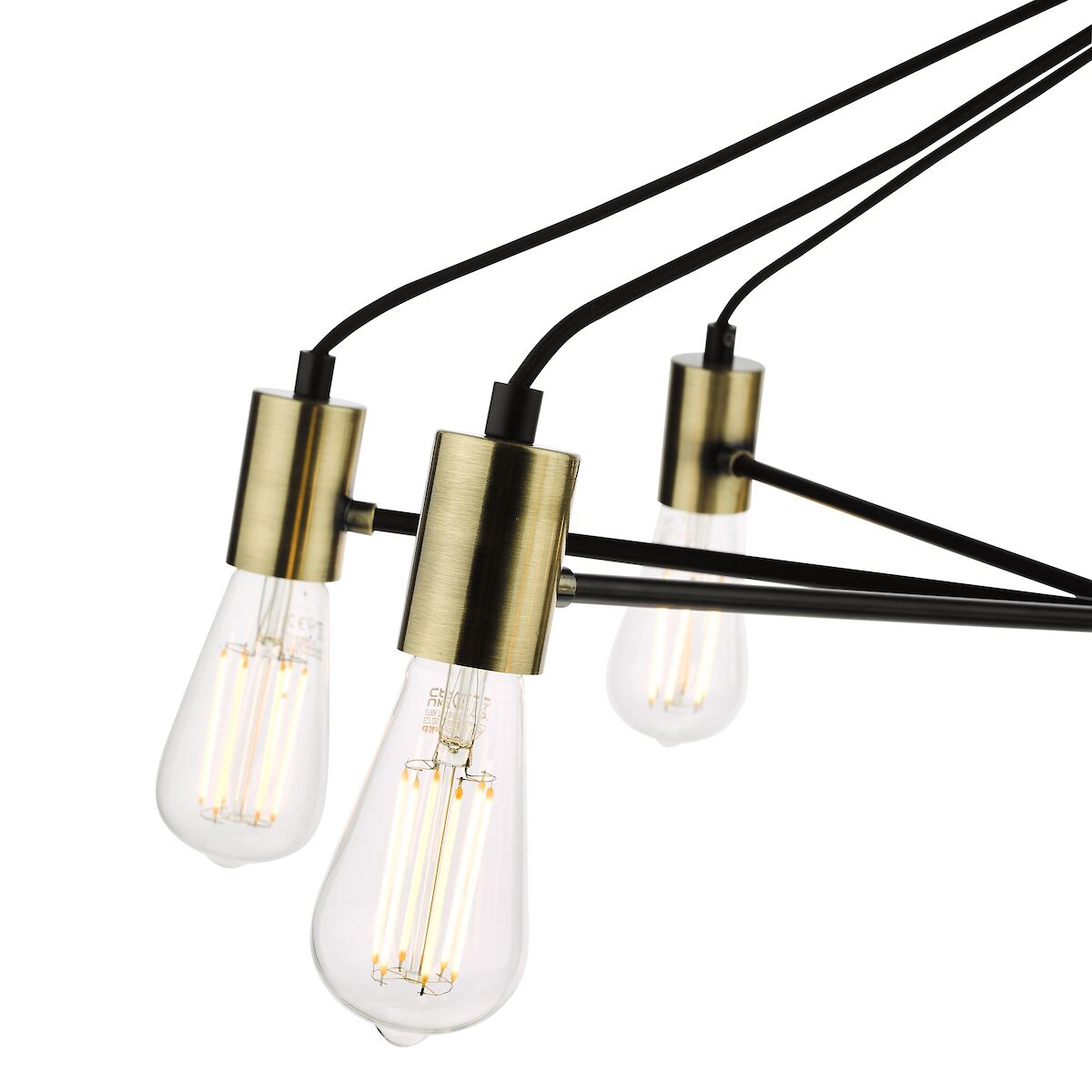Gabriel 8 Light Pendant Satin Black Antique Gold<br>Satin Black - Image 4