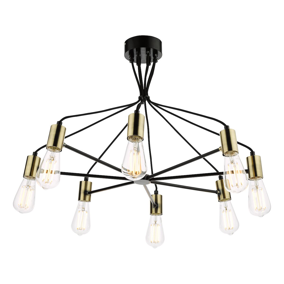 Gabriel 8 Light Pendant Satin Black Antique Gold<br>Satin Black - Image 5