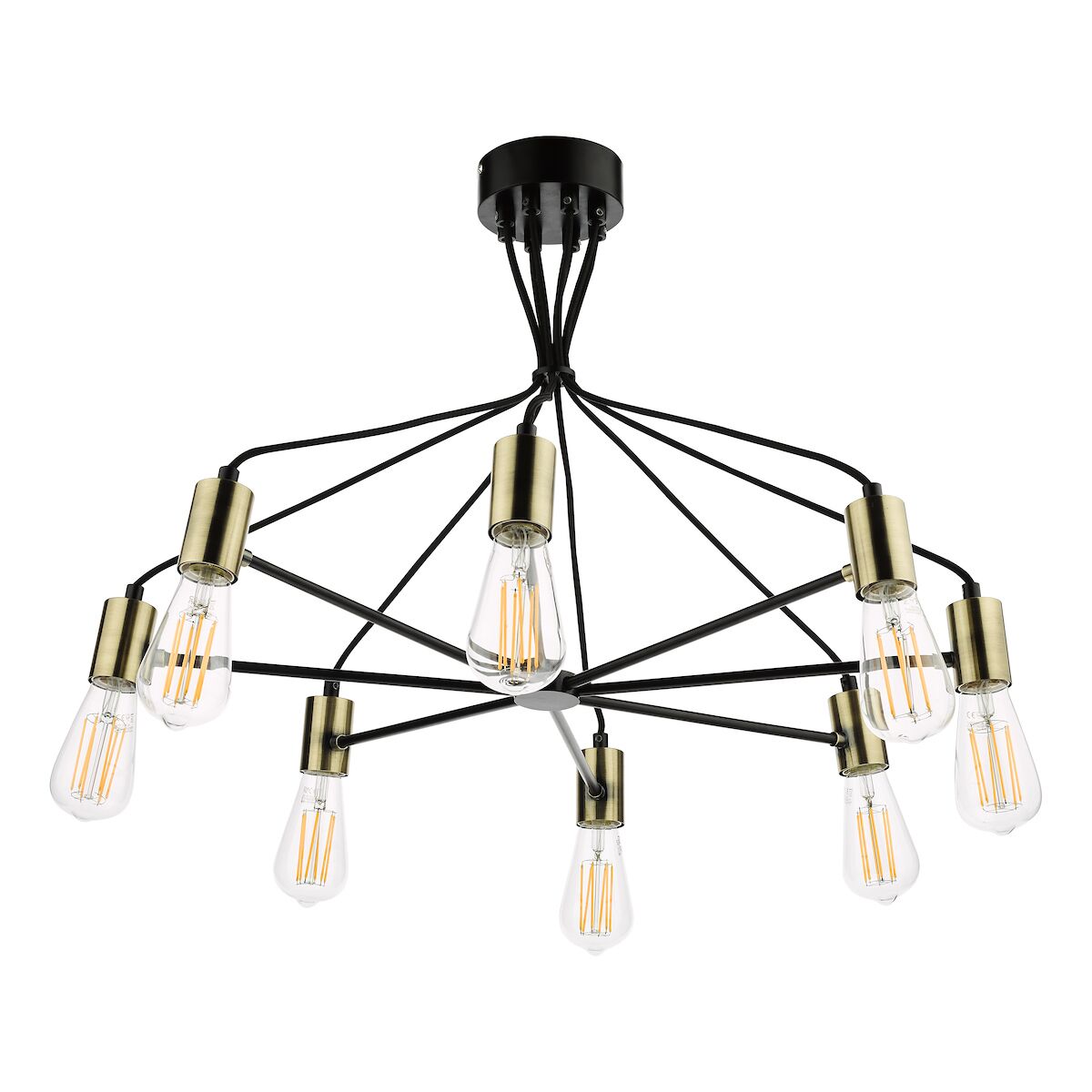 Gabriel 8 Light Pendant Satin Black Antique Gold<br>Satin Black - Image 6