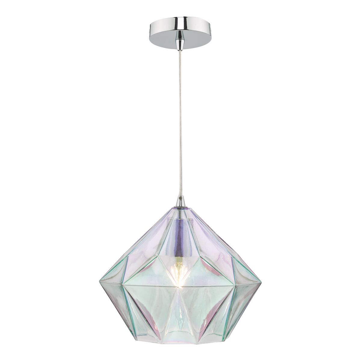 Gaia Iridised Glass & Polished Chrome Pendant<br>Iridised Glass