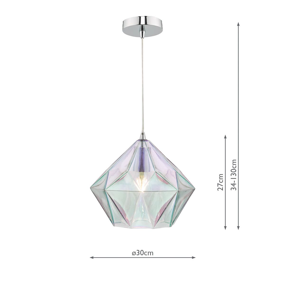 Gaia Iridised Glass & Polished Chrome Pendant<br>Iridised Glass - Image 2