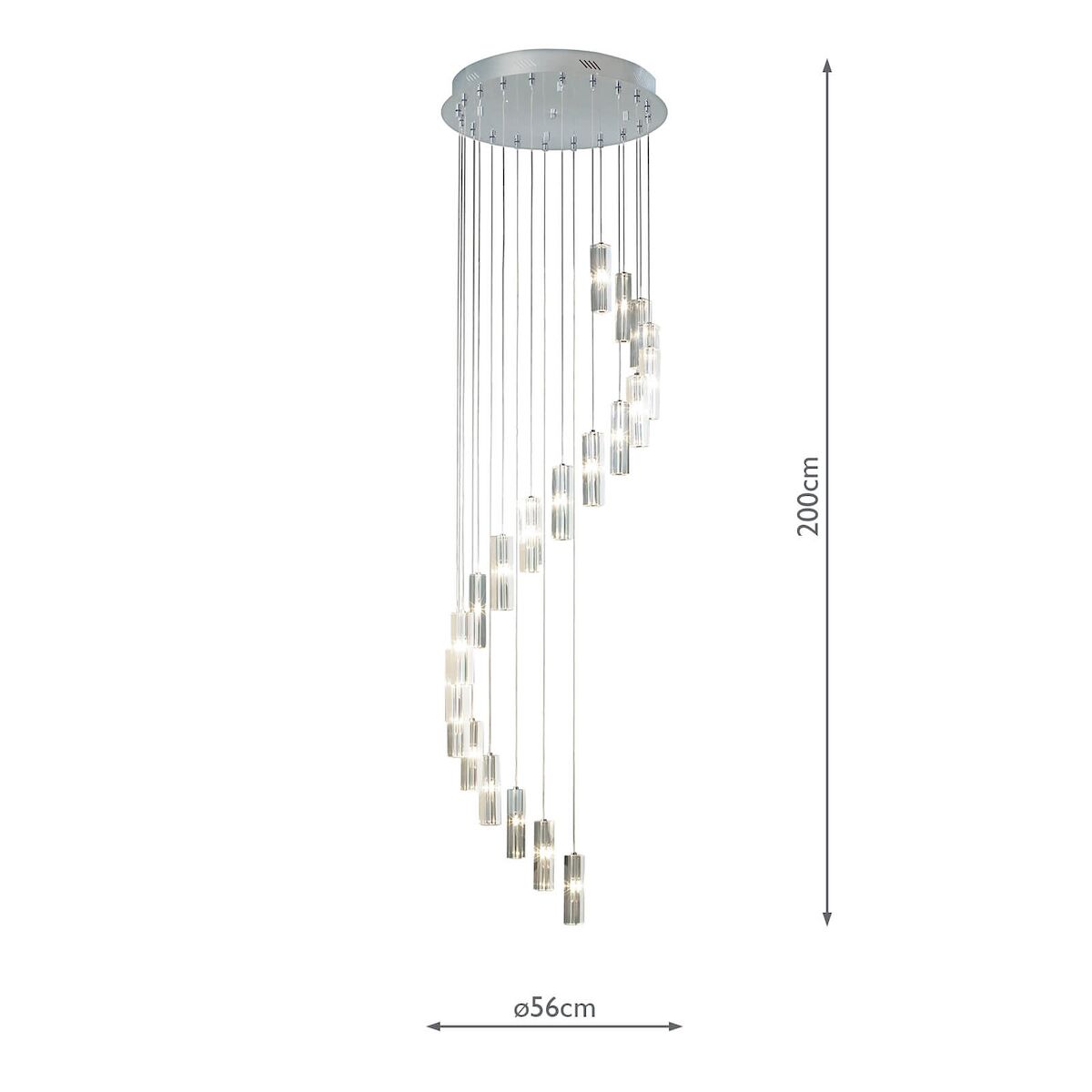 Galileo 20 Light Cluster Pendant Polished Chrome Crystal LED - 2M Drop<br>Crystal - Image 5