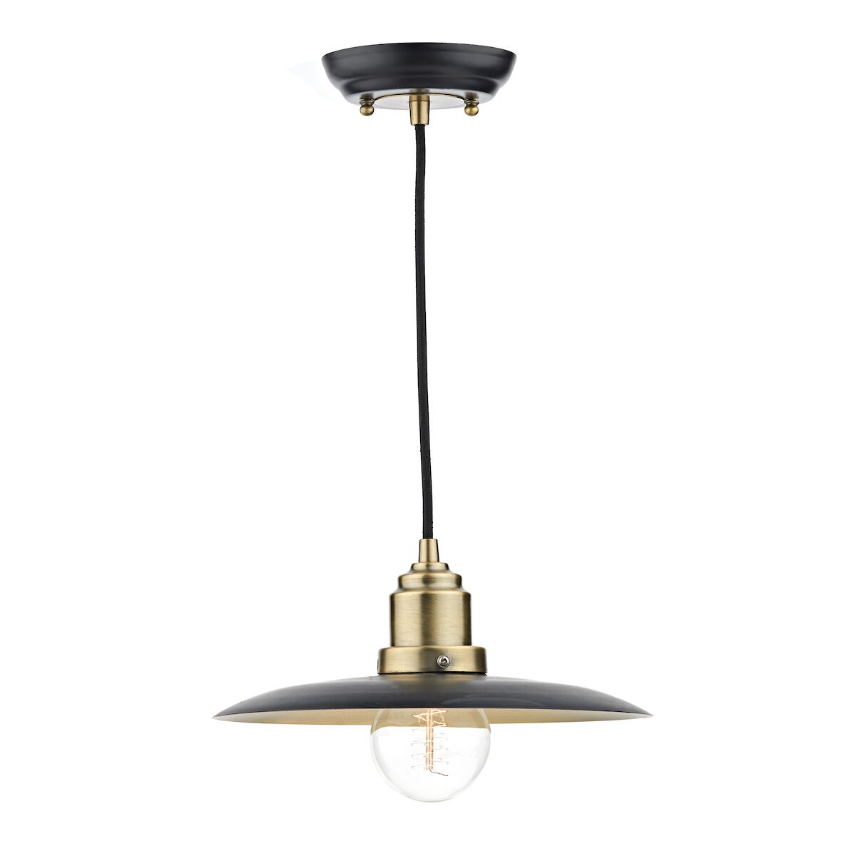 Hannover 1 Light Pendant Black Antique Brass<br>Black
