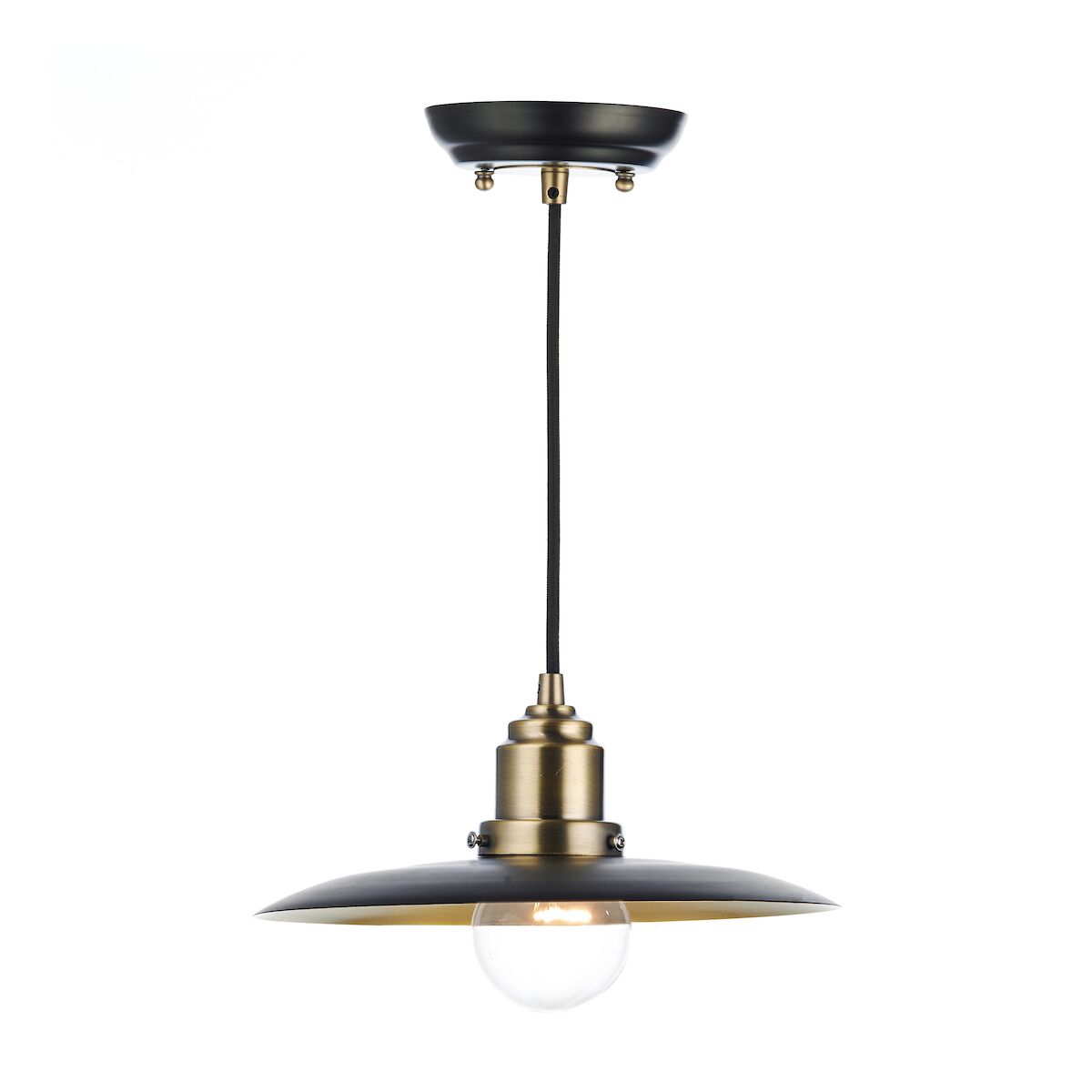 Hannover 1 Light Pendant Black Antique Brass<br>Black - Image 2