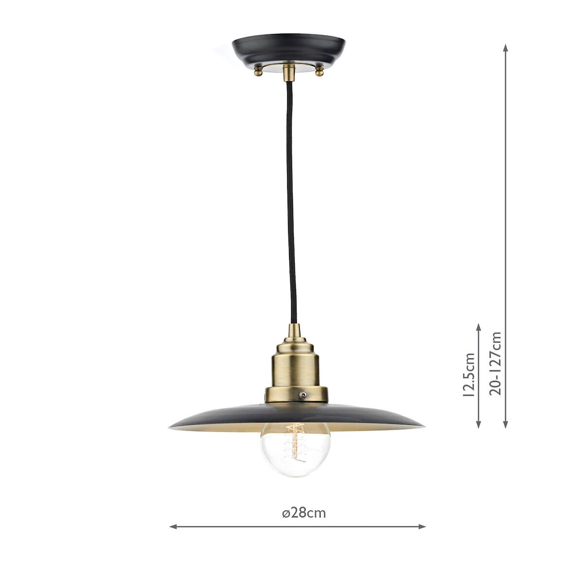 Hannover 1 Light Pendant Black Antique Brass<br>Black - Image 4