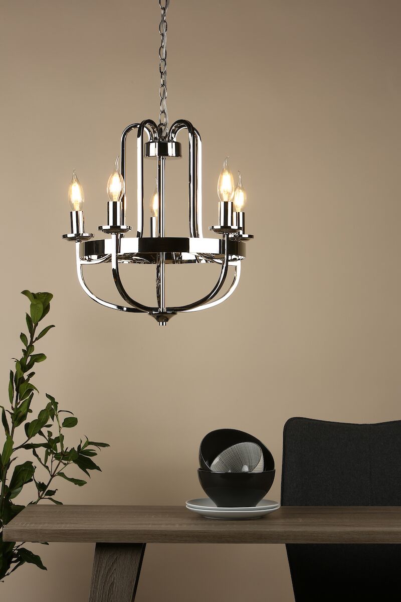 Heythrope 5 Light Pendant Polished Nickel<br>Polished Nickel - Image 6
