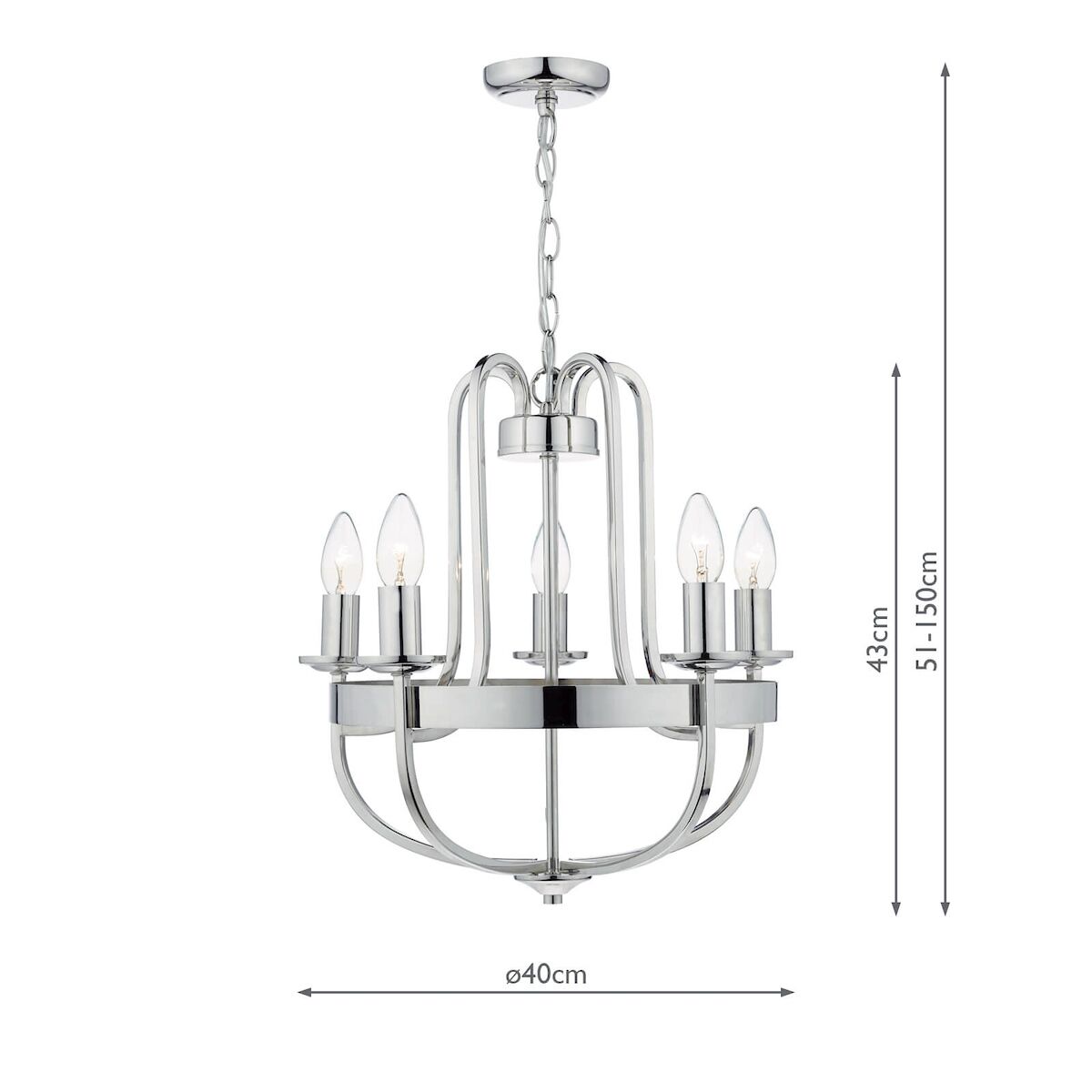 Heythrope 5 Light Pendant Polished Nickel<br>Polished Nickel - Image 7