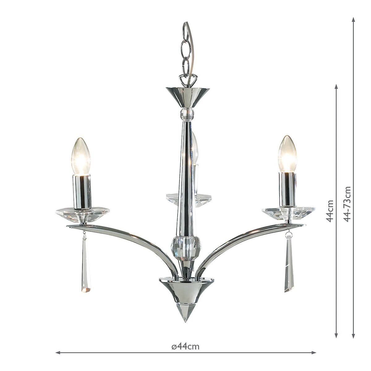 Hyperion 3 Light Dual Mount Pendant Polished Chrome Crystal<br>Polished Chrome - Image 6