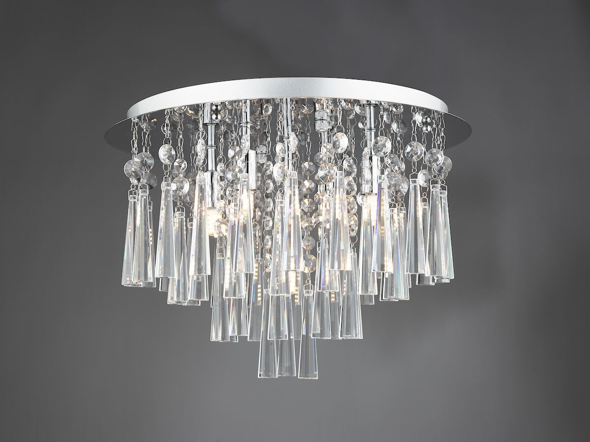 Iclyn 5 Light Flush Polished Chrome Crystal<br>Polished Chrome - Image 5