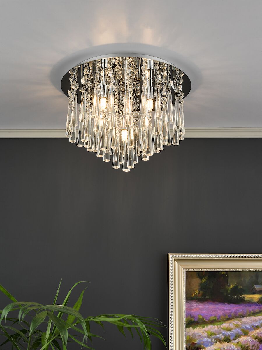 Iclyn 5 Light Flush Polished Chrome Crystal<br>Polished Chrome - Image 7