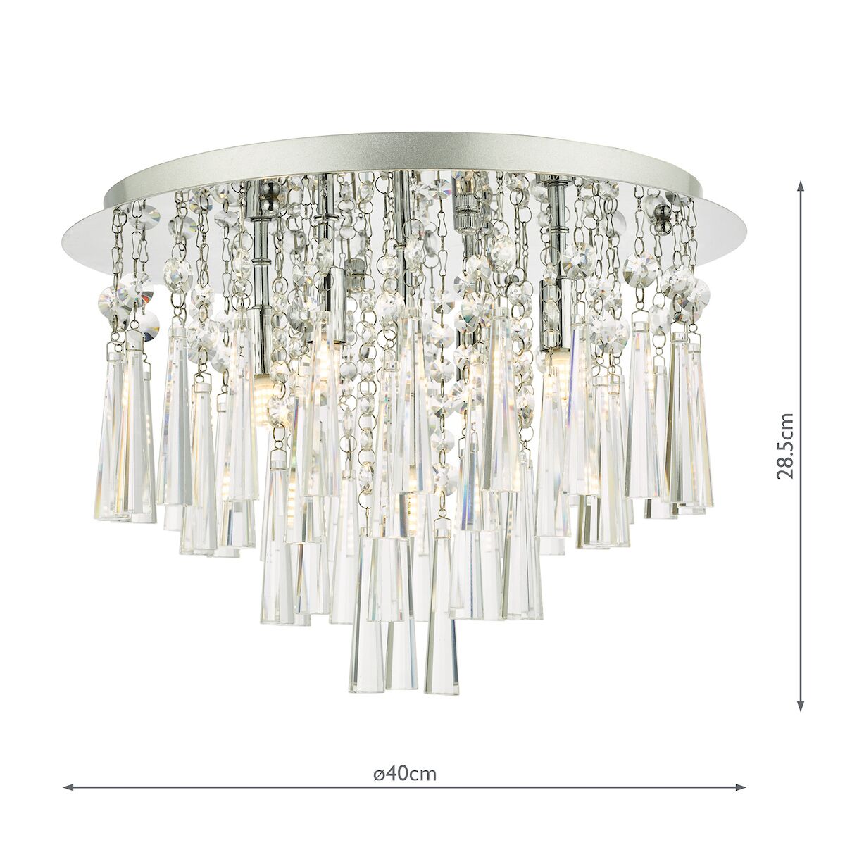 Iclyn 5 Light Flush Polished Chrome Crystal<br>Polished Chrome - Image 8