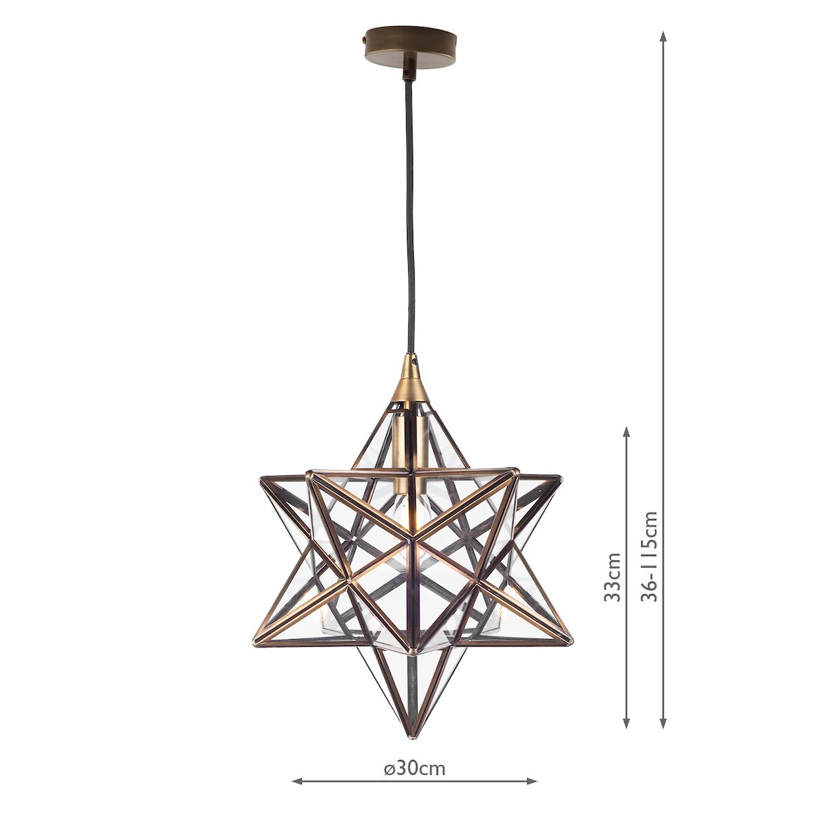 Ilario Small Star Pendant Antique Brass GlassAntique Brass - Image 4