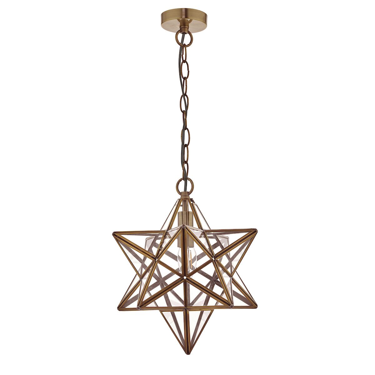 Ilario Large Star Pendant Antique Brass & Glass<br>Antique Brass