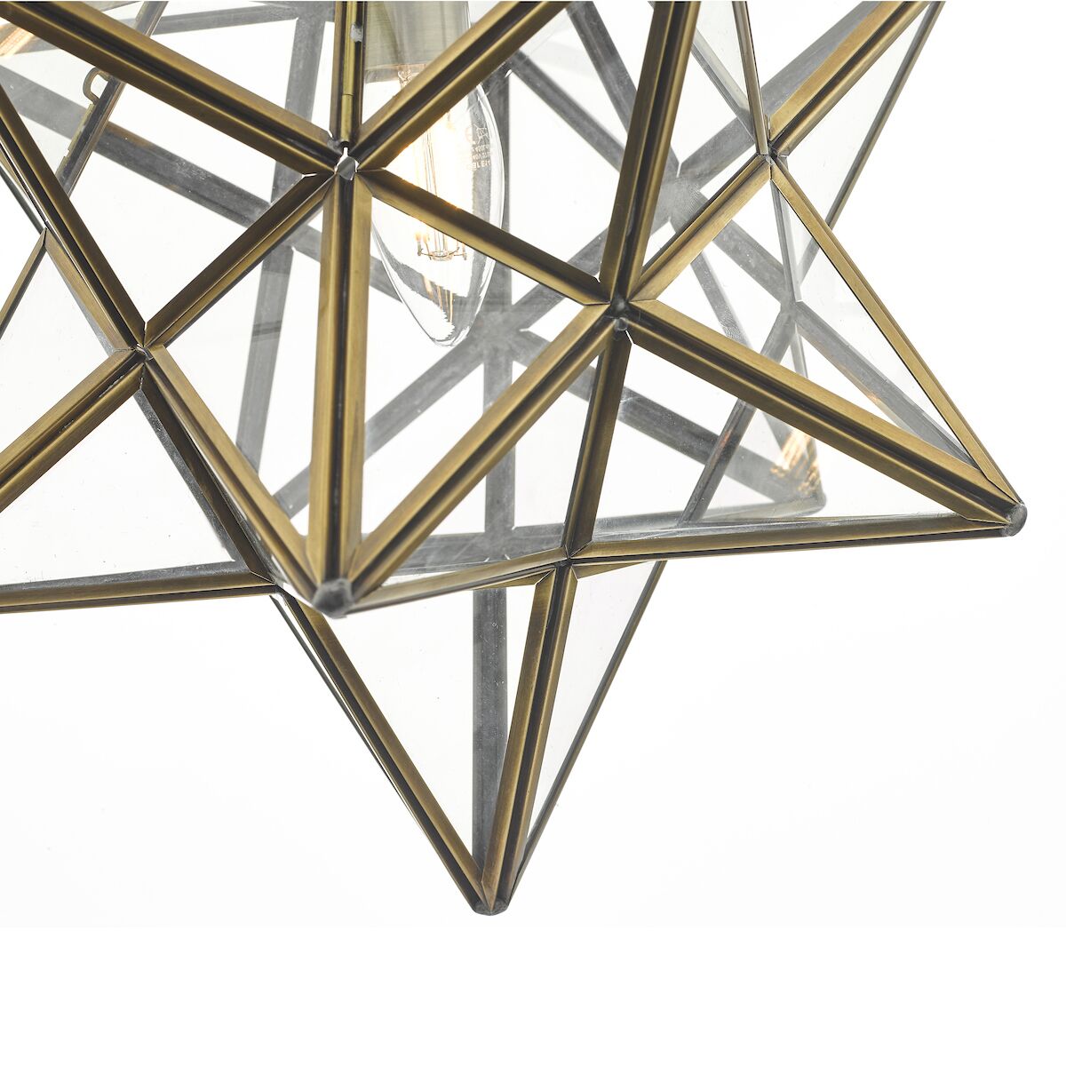 Ilario Large Star Pendant Antique Brass & Glass<br>Antique Brass - Image 2