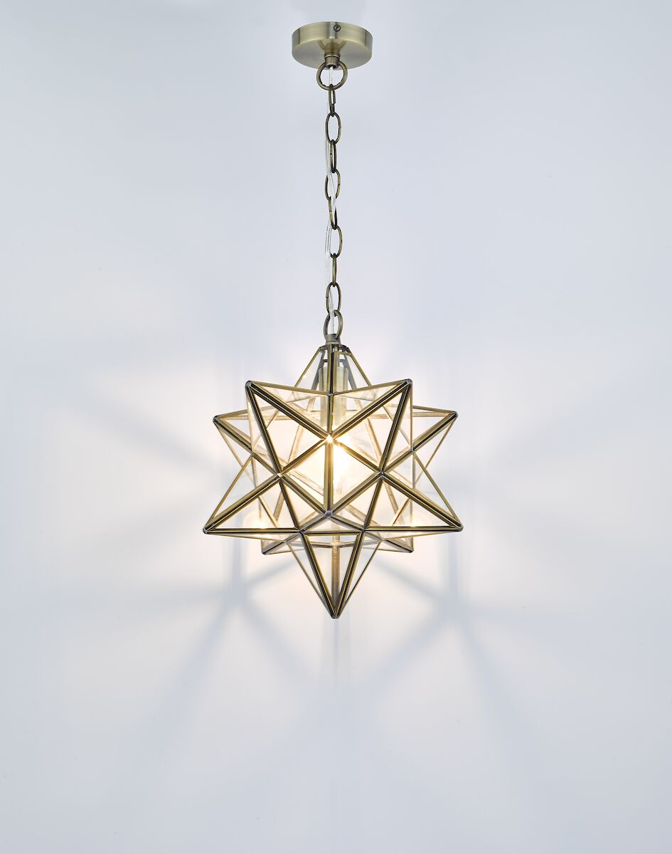 Ilario Large Star Pendant Antique Brass & Glass<br>Antique Brass - Image 3