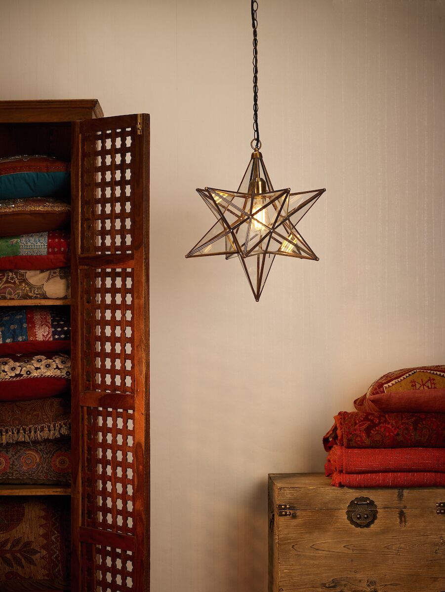 Ilario Large Star Pendant Antique Brass & Glass<br>Antique Brass - Image 4