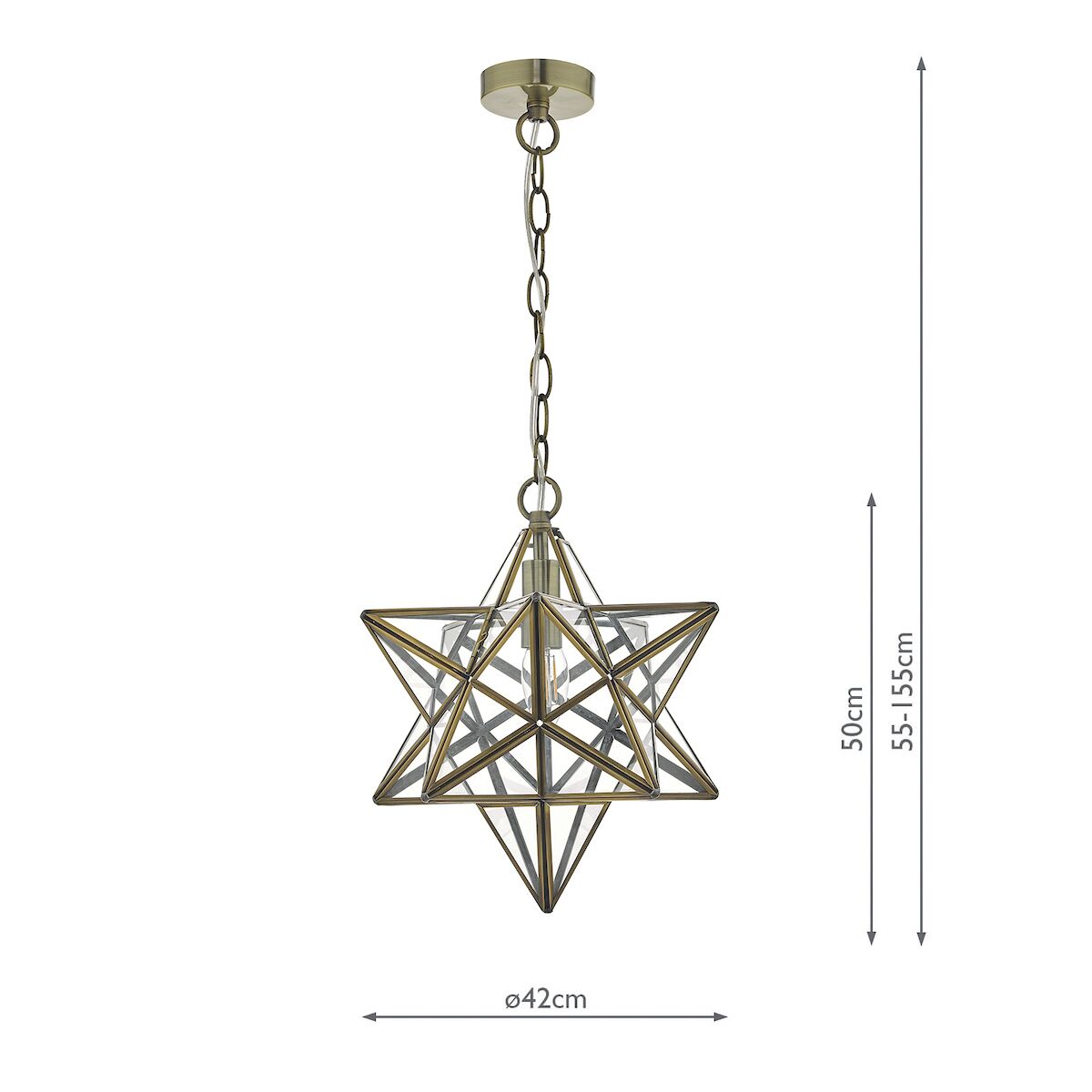 Ilario Large Star Pendant Antique Brass & Glass<br>Antique Brass - Image 6