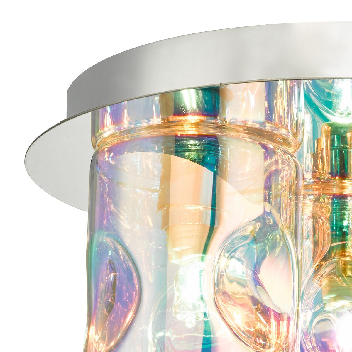 Inter 3 Light Flush Pol Chrome & Iridised Glass<br>Polished Chrome - Image 3