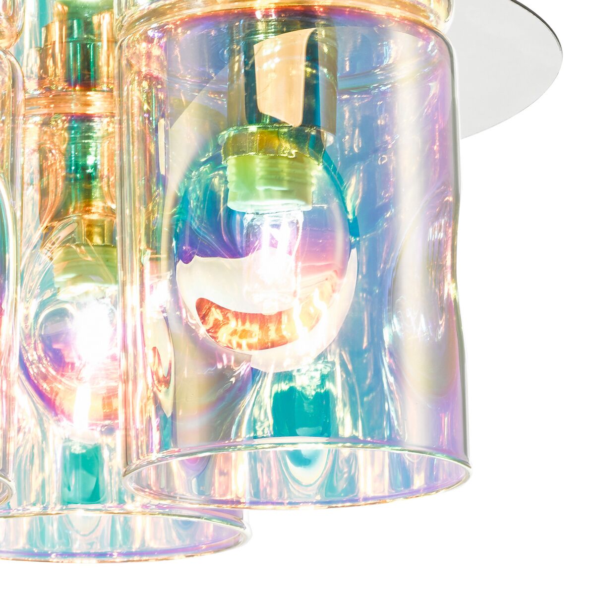 Inter 3 Light Flush Pol Chrome & Iridised Glass<br>Polished Chrome - Image 4