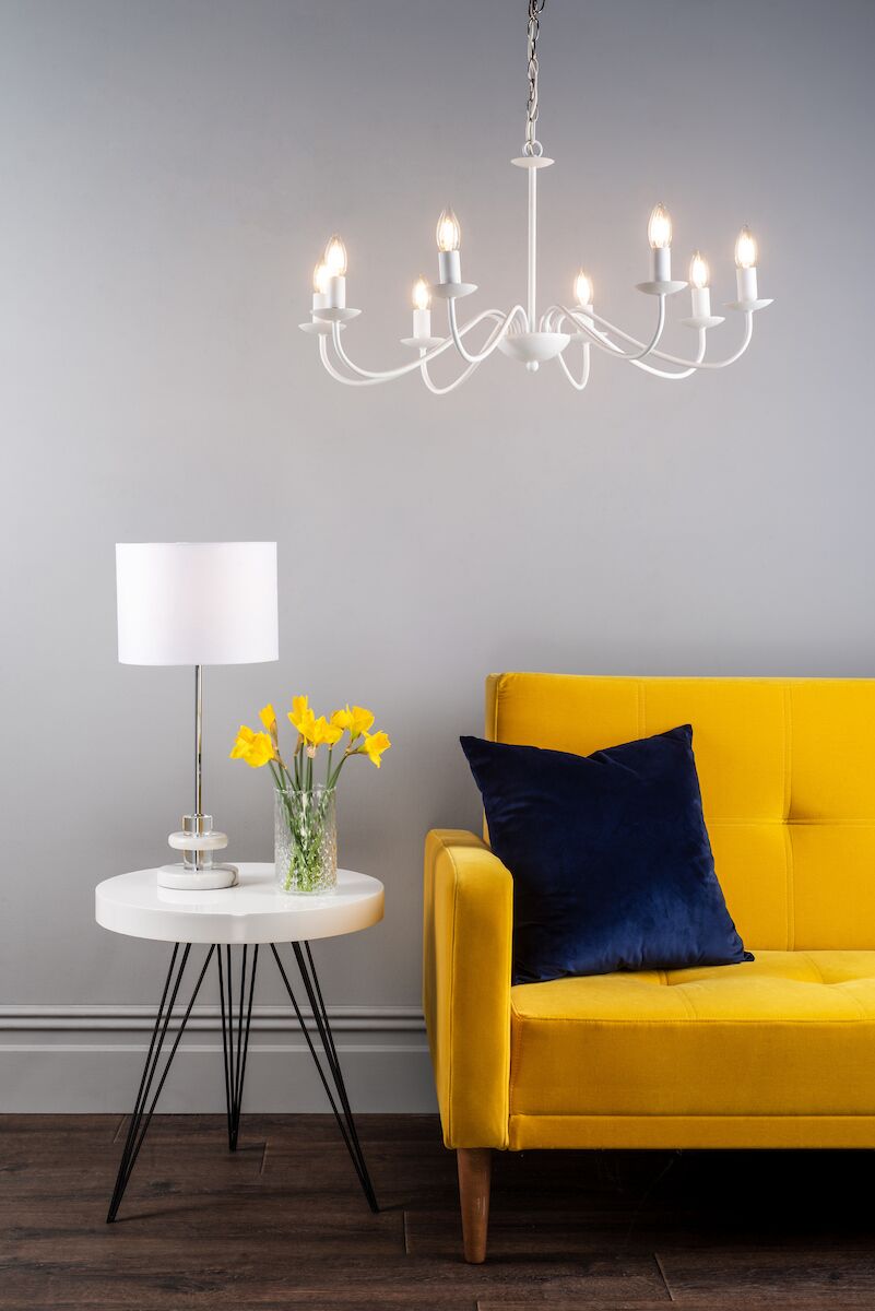 Irwin 8 Light Pendant Dual Mount White<br>Matt White - Image 9