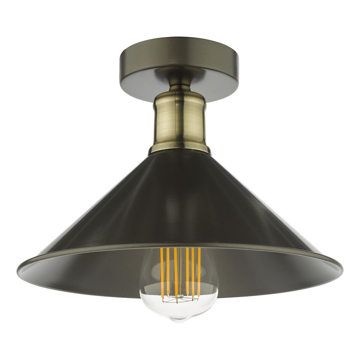 Jalen 1 Light Flush Graphite Antique Brass<br>Matt Grey - Image 2