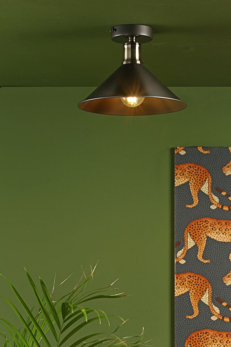 Jalen 1 Light Flush Graphite Antique Brass<br>Matt Grey - Image 4