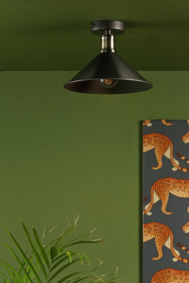 Jalen 1 Light Flush Graphite Antique Brass<br>Matt Grey - Image 5