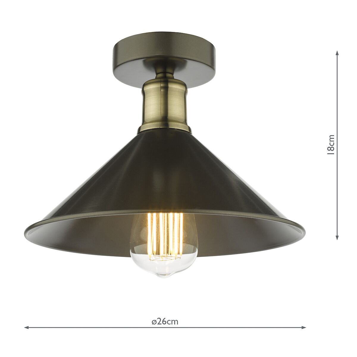 Jalen 1 Light Flush Graphite Antique Brass<br>Matt Grey - Image 6