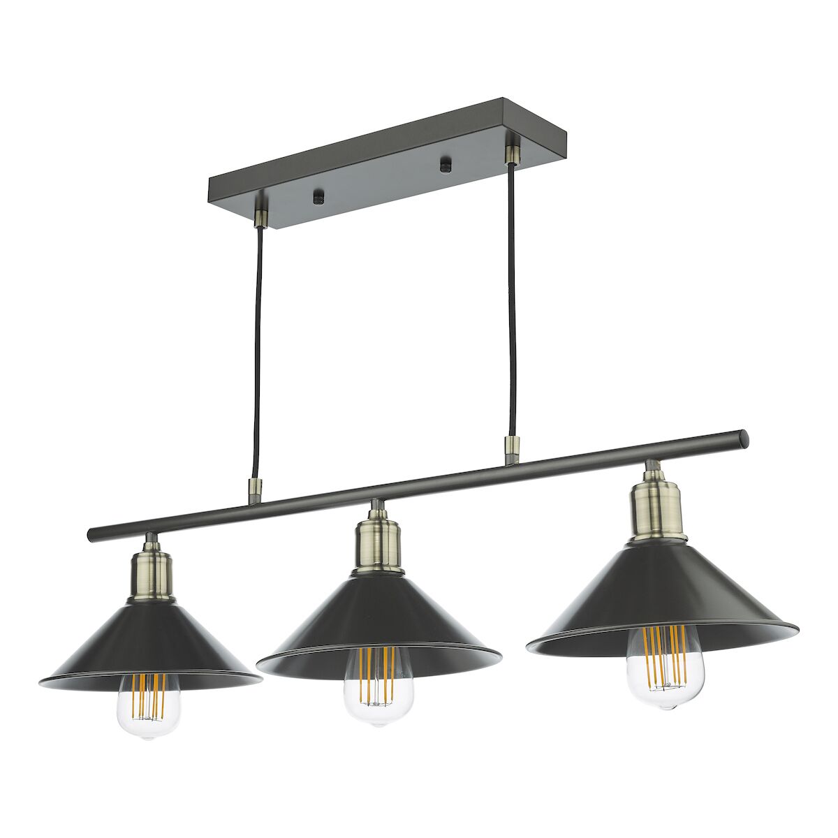 Jalen 3 Light Bar Pendant Graphite Antique Brass<br>Matt Grey - Image 2