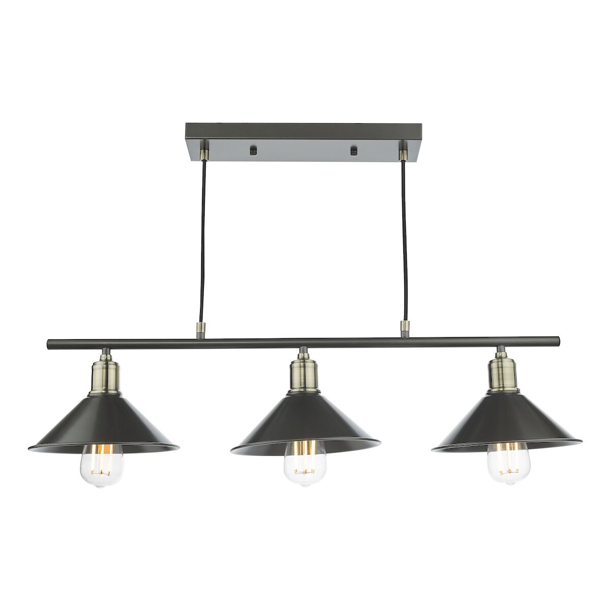 Jalen 3 Light Bar Pendant Graphite Antique Brass<br>Matt Grey - Image 3