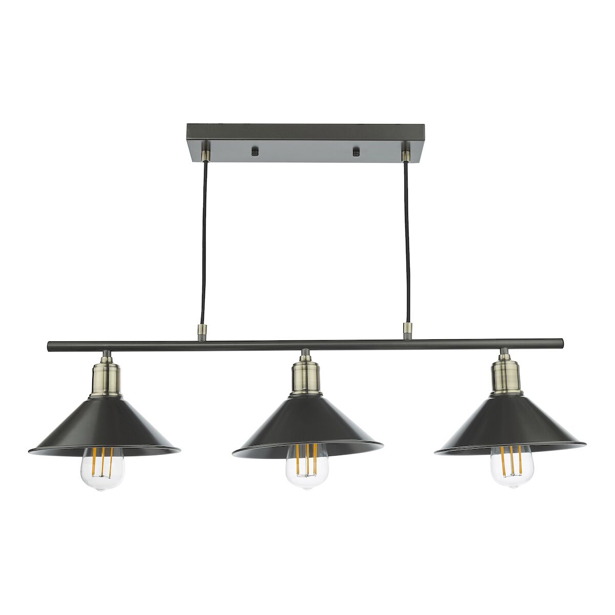 Jalen 3 Light Bar Pendant Graphite Antique Brass<br>Matt Grey - Image 4
