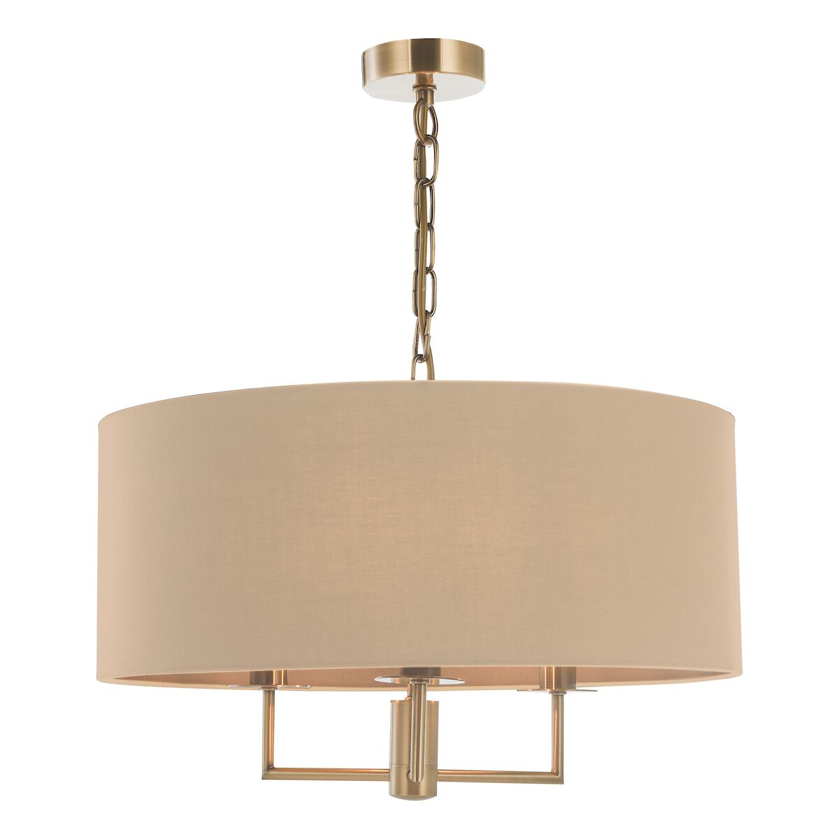 Jamelia 3 Light Shadelier Antique Brass Taupe Shade<br>Antique Brass
