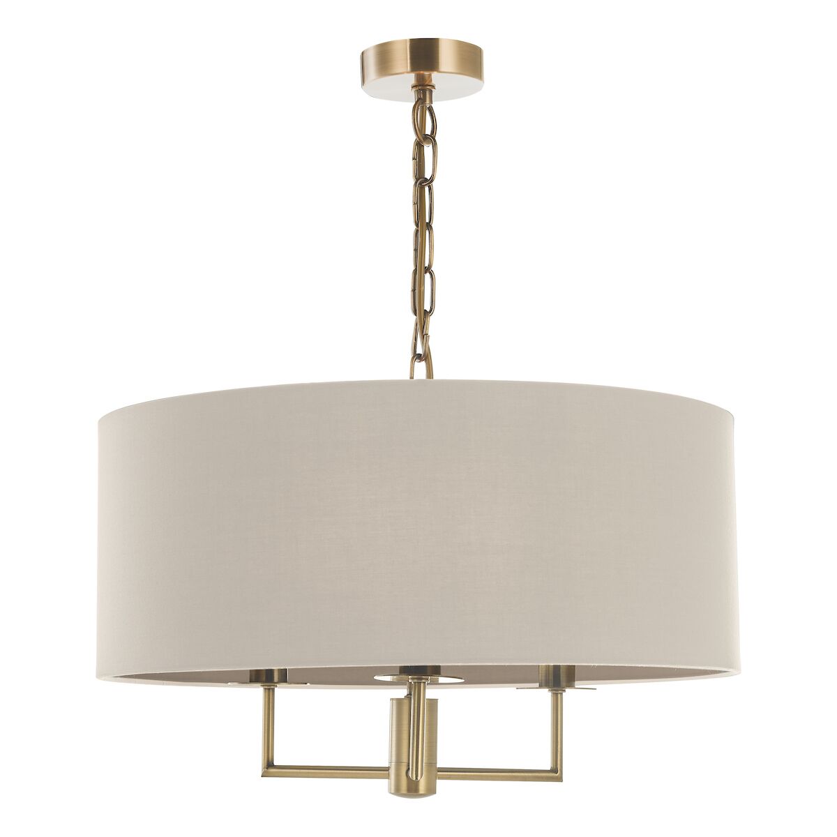 Jamelia 3 Light Shadelier Antique Brass Taupe Shade<br>Antique Brass - Image 2