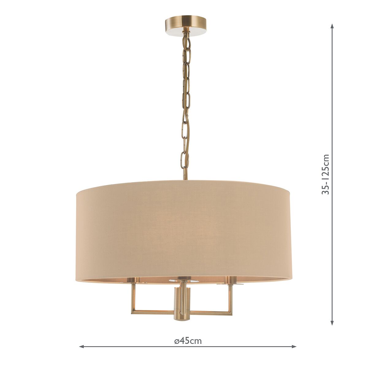 Jamelia 3 Light Shadelier Antique Brass Taupe Shade<br>Antique Brass - Image 3