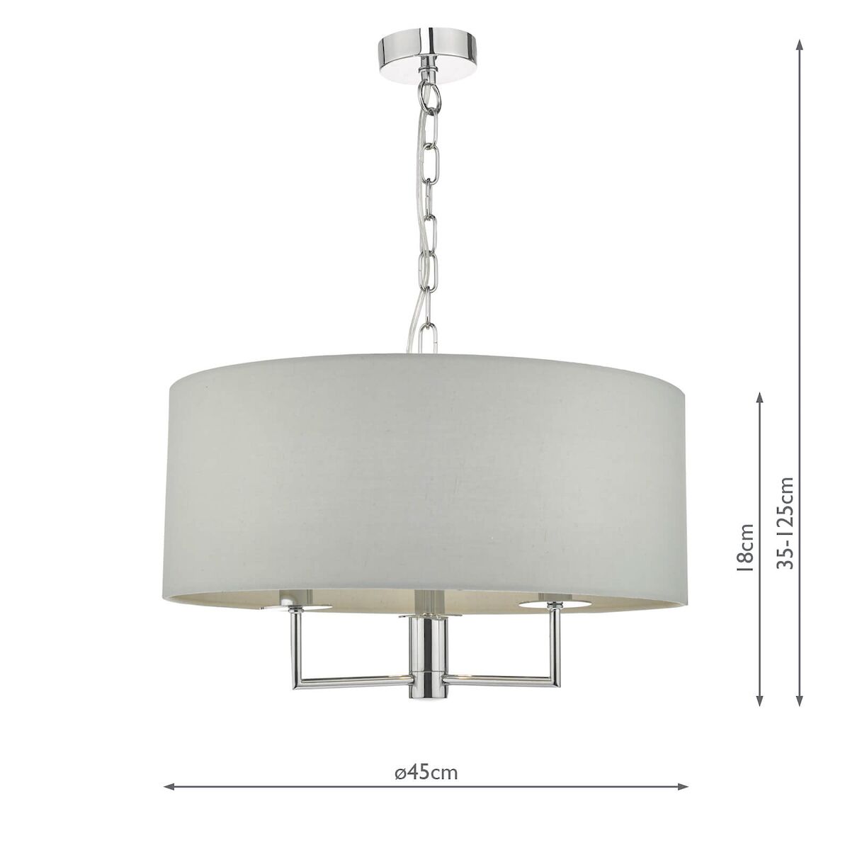 Jamelia 3 Light Pendant Polished Chrome & Grey<br>Polished Chrome - Image 5