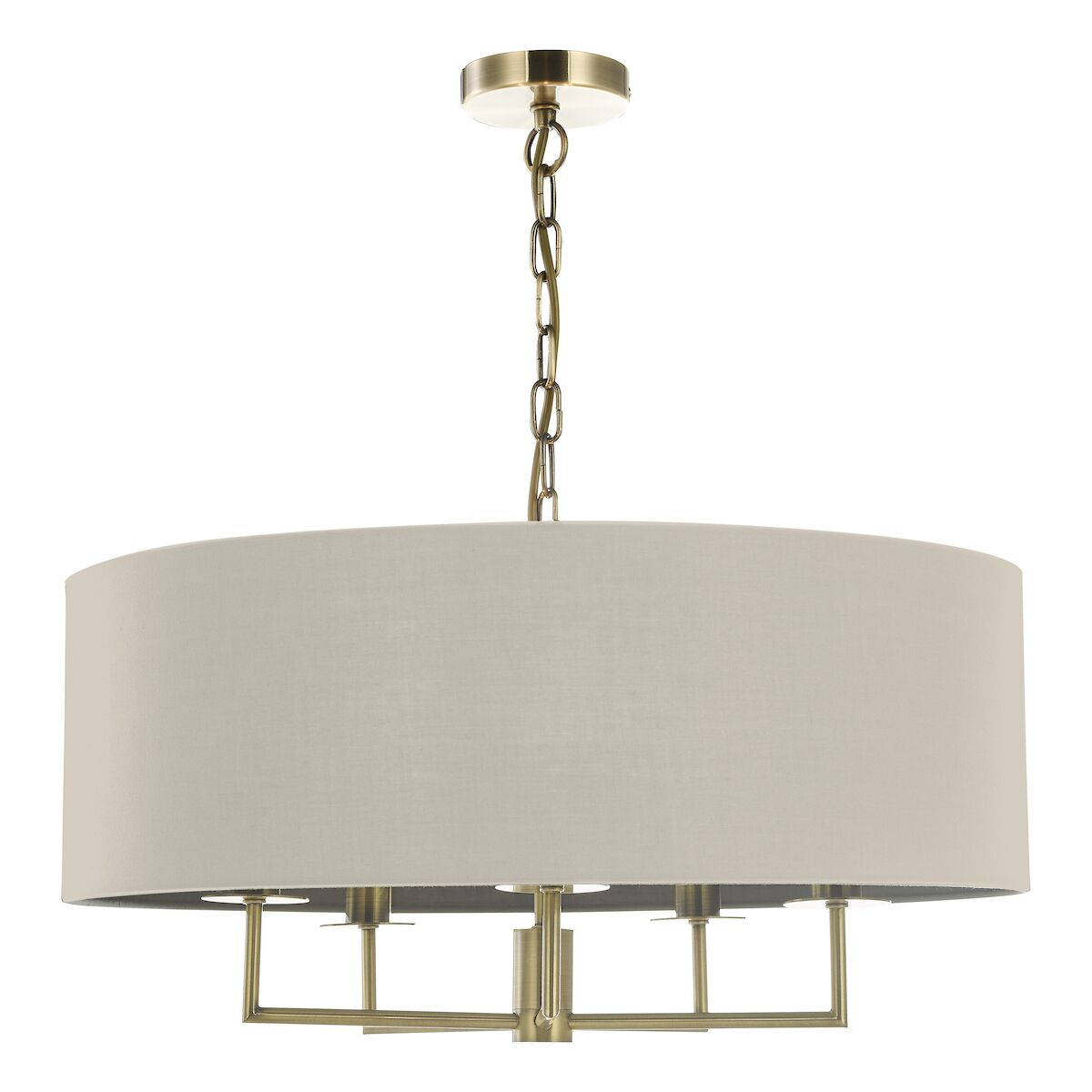 Jamelia 5 Light Shadelier Antique Brass Taupe Shade<br>Antique Brass - Image 2