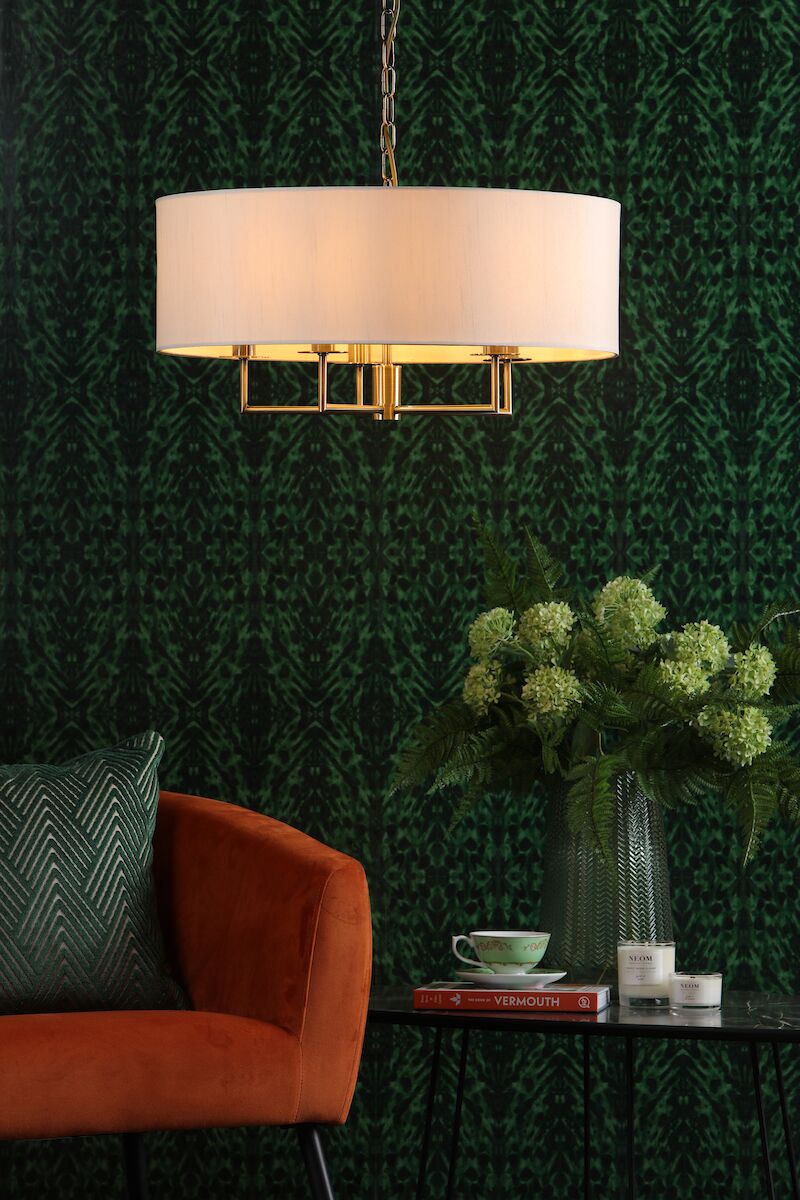 Jamelia 5 Light Shadelier Antique Brass Taupe Shade<br>Antique Brass - Image 3