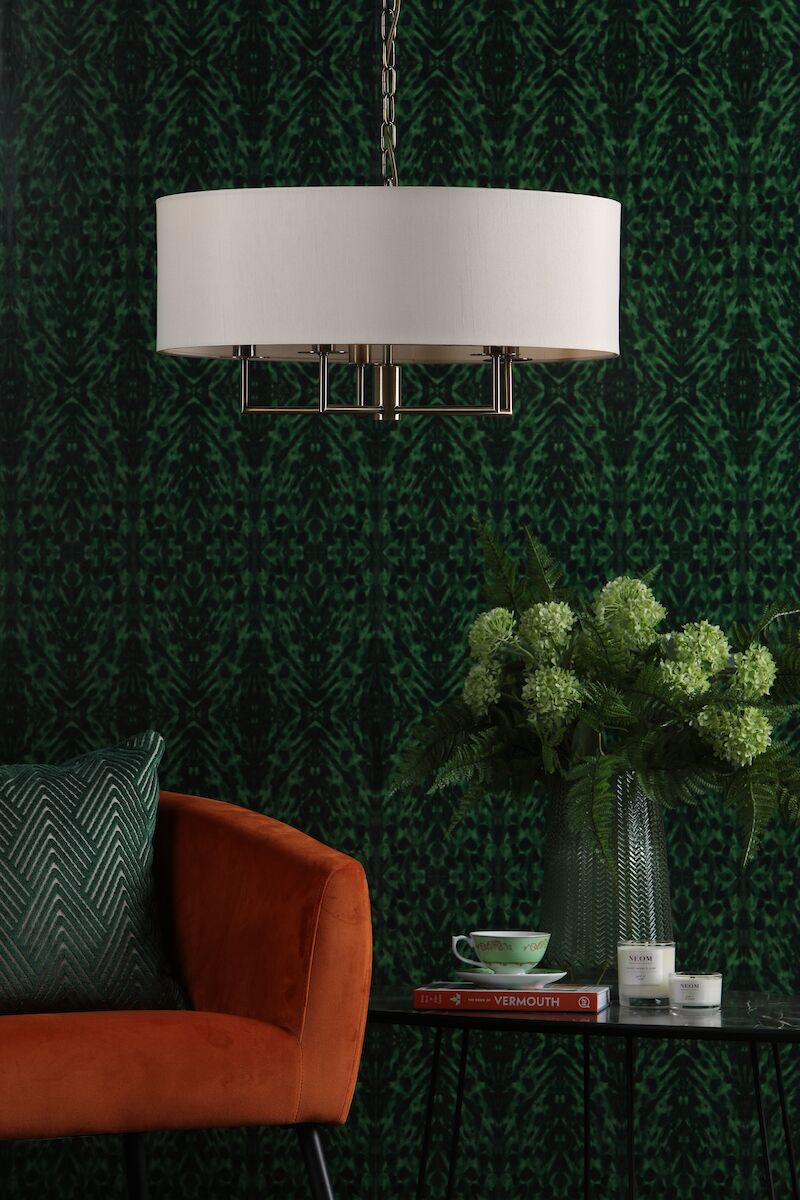 Jamelia 5 Light Shadelier Antique Brass Taupe Shade<br>Antique Brass - Image 4