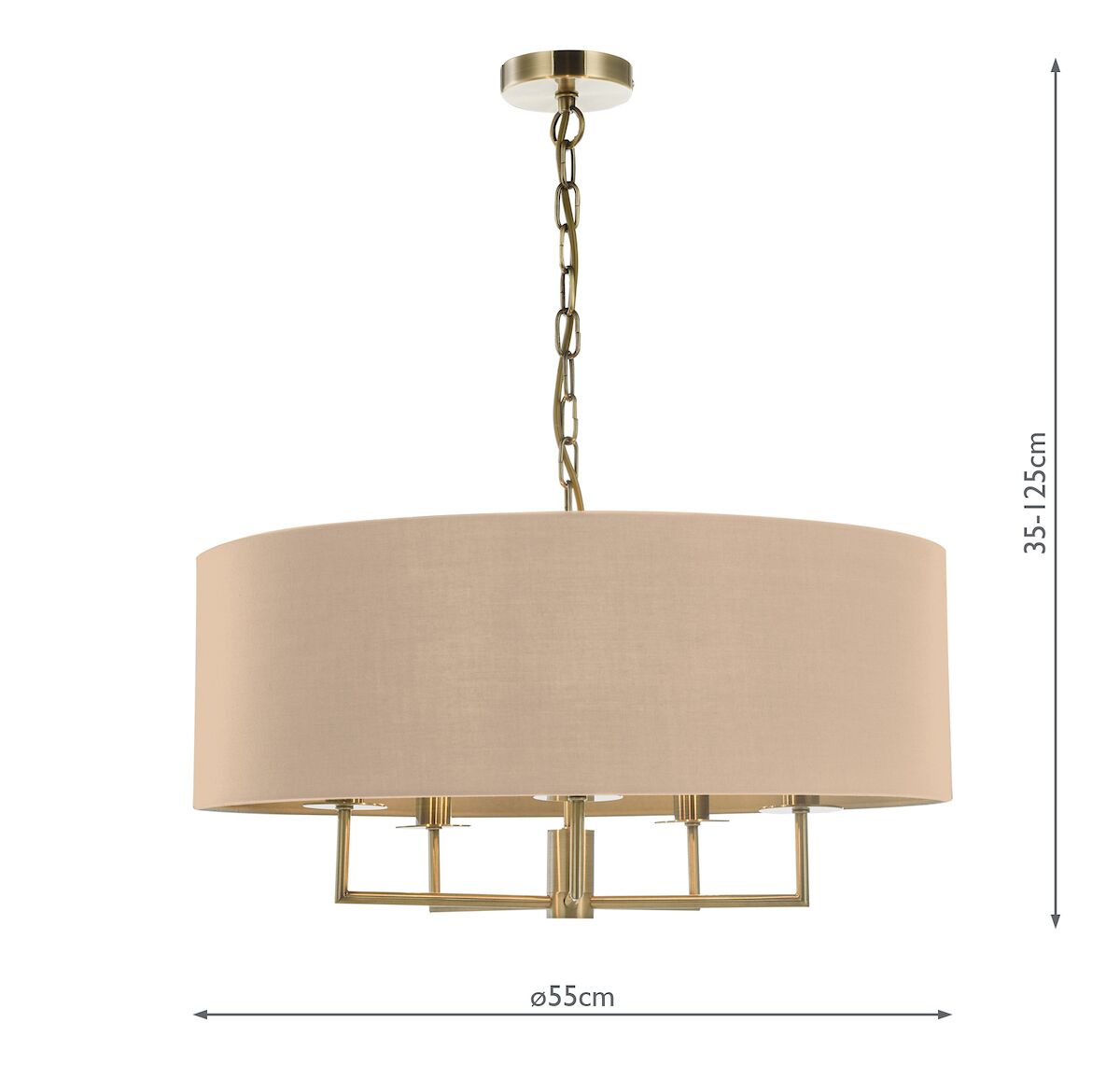 Jamelia 5 Light Shadelier Antique Brass Taupe Shade<br>Antique Brass - Image 7