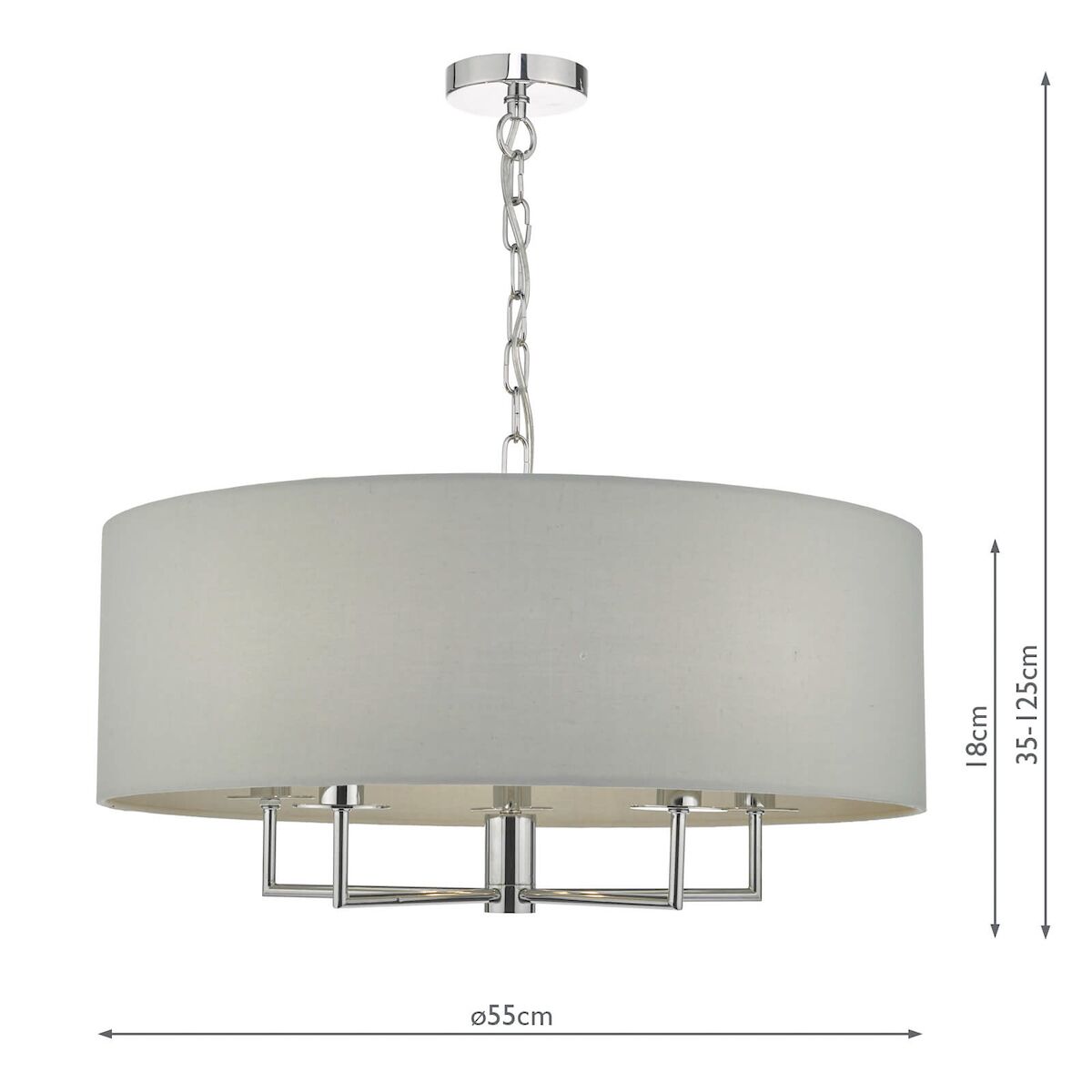 Jamelia 5lt Pendant Polished Chrome & Grey<br>Polished Chrome - Image 5