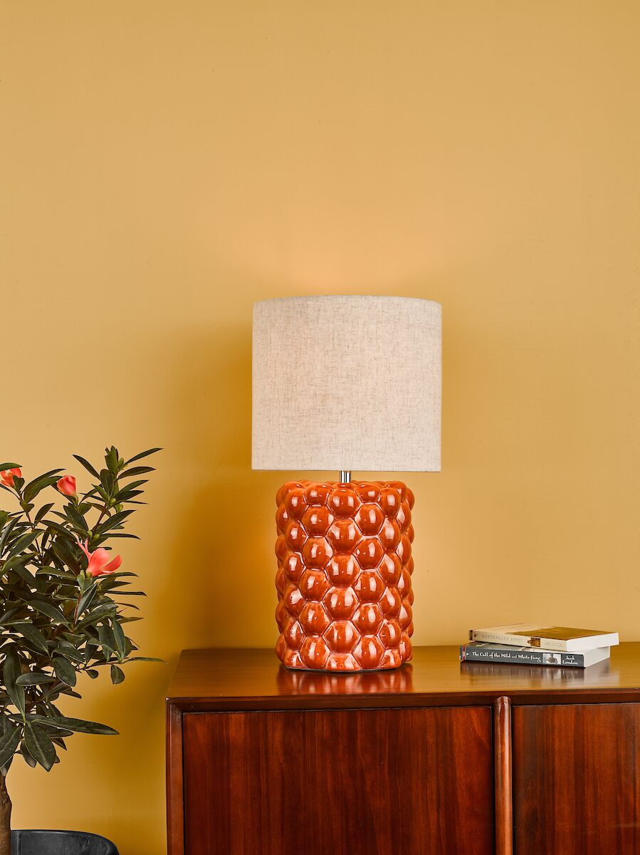 Jayden Table Lamp Orange Glaze With Shade <br>Orange Reactive Glaze - Image 4