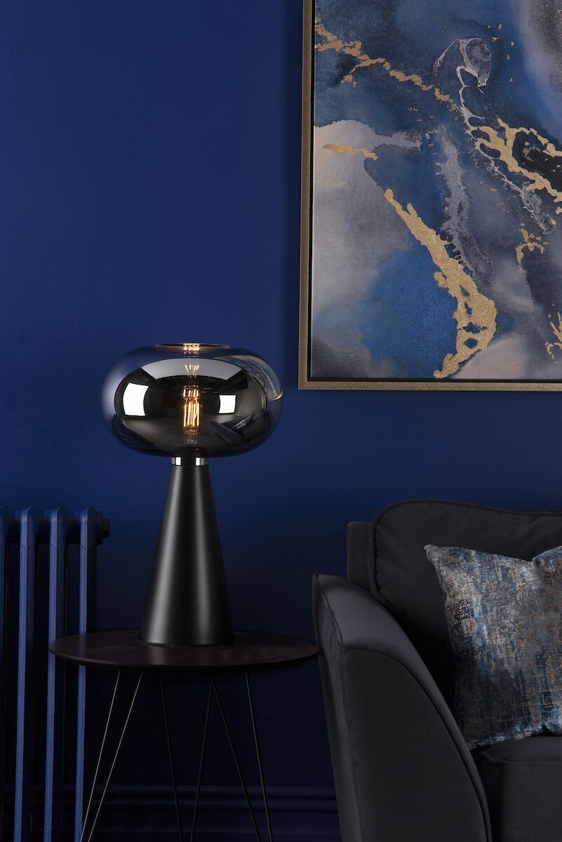 Jensen Table Lamp Smoked Glass Satin Black<br>Smoked Glass - Image 3