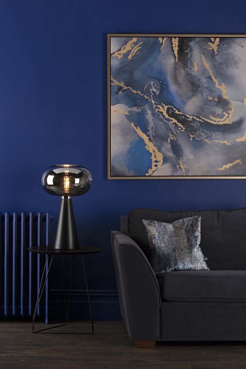 Jensen Table Lamp Smoked Glass Satin Black<br>Smoked Glass - Image 4