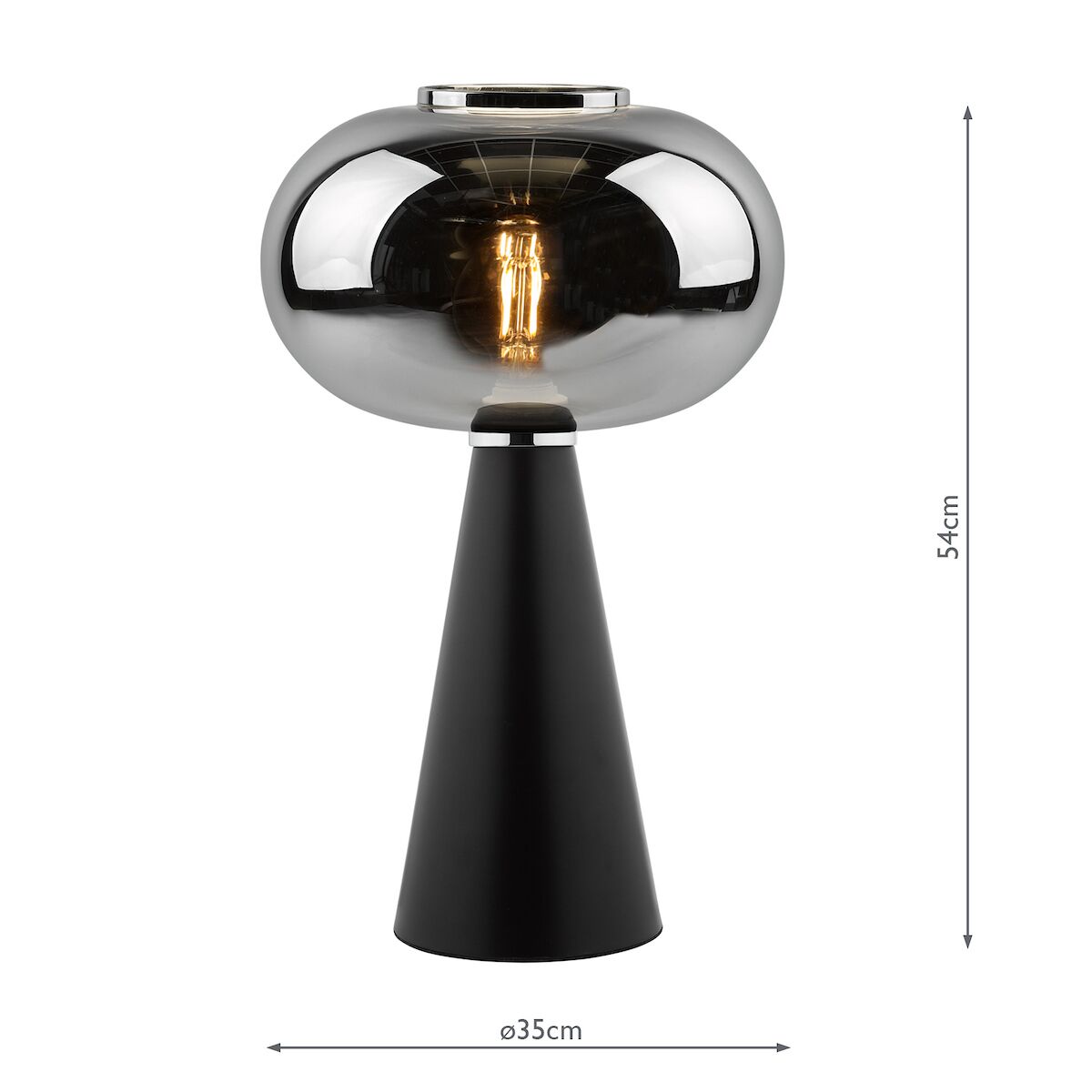 Jensen Table Lamp Smoked Glass Satin Black<br>Smoked Glass - Image 7