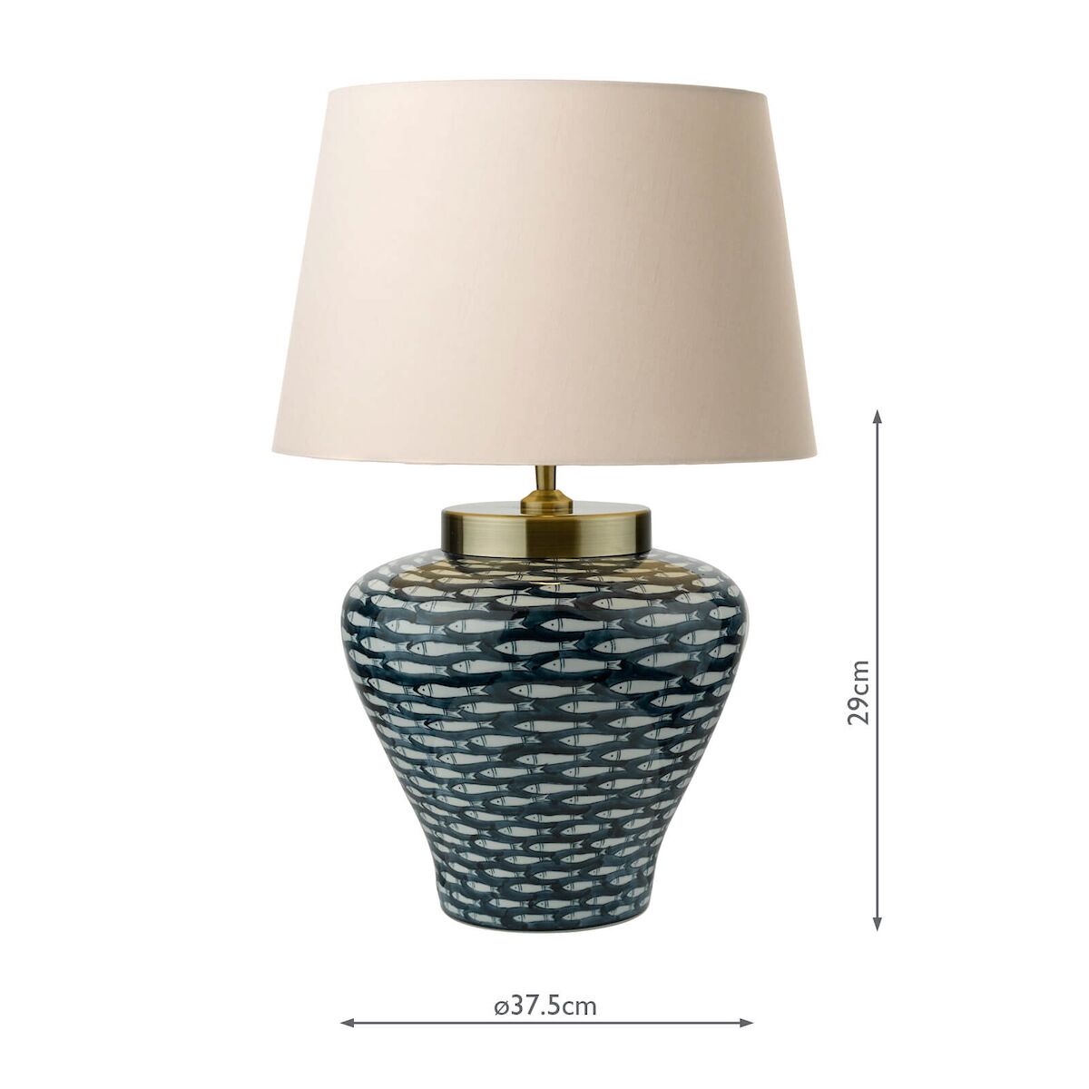 Joy Table Lamp Blue/White Fish Motif Base Only<br>Blue - Image 7